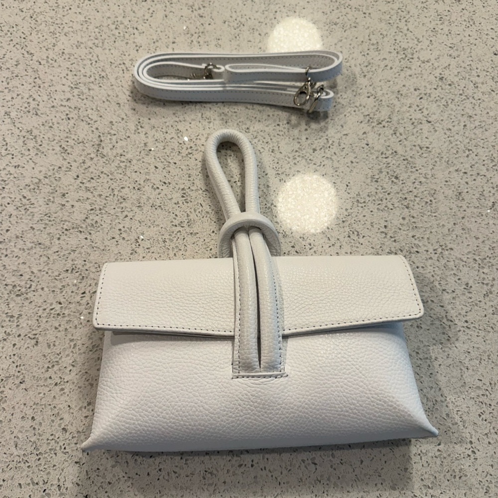 Elegant White Leather Clutch